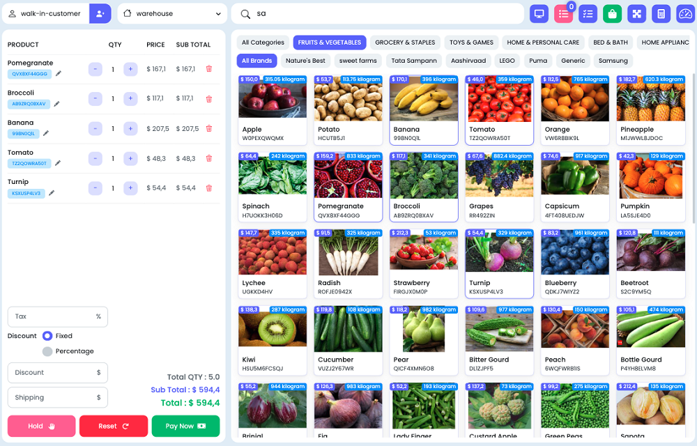 Live POS Screen